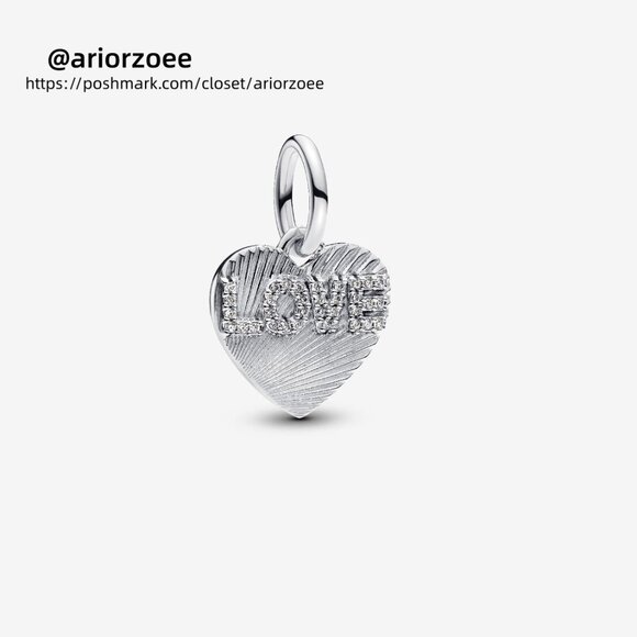 Pandora Engravable Love Heart Dangle Charm - Picture 1 of 7